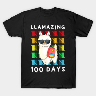 Llamazing 100 Days Of School Kids Llama Teacher 100Th Day T-Shirt